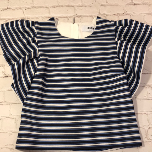 MSGM Flutter Sleeve Crop Top - Picture 2 of 5